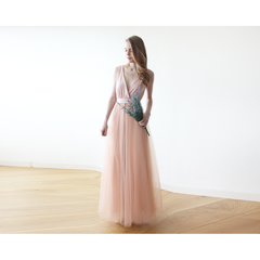 Pink Maxi Tulle Bridesmaids Gown 1084