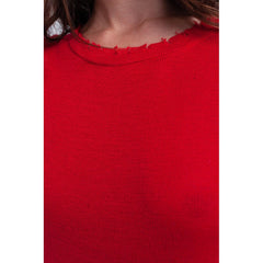 Red sweater with little cuts