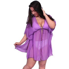 Plus Size Chiffon Open Front Swimwear Cover-up Beach Dress Made in the USA