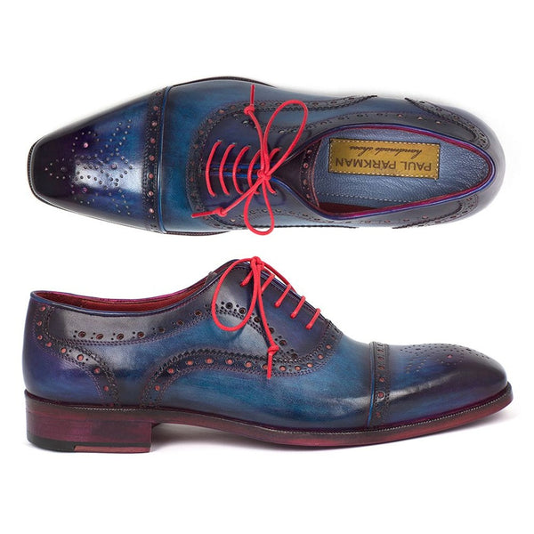 Paul Parkman Men's Captoe Oxfords Blue & Parliament (ID#024-PARL)