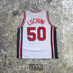 LUCHINI 50 CREAM HUSTLE GAME WHITE BASKETBALL JERSEY by HARD - borizcustom - 2