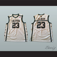 Lebron James 23 Fighting Irish High School Basketball Jersey White - borizcustom
