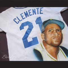 Roberto Clemente 21 Cangrejeros de Santurce Airbrush Portrait Baseball Jersey - borizcustom - 7
