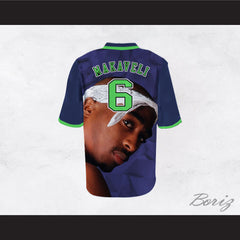 Tupac Shakur Makaveli 6 Runnin Blue/Green Football Jersey