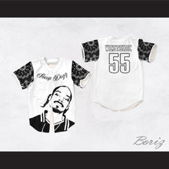 Snoop Dogg 55 Westside White and Black Bandana Sleeves Baseball Jersey