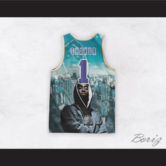 Tupac Shakur 1 I Get Around Cityscape Blue Sky Basketball Jersey
