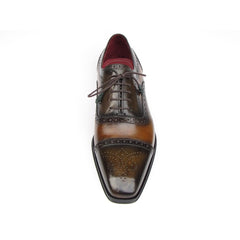 Paul Parkman Men's Captoe Oxfords Camel & Olive Shoes (ID#024-OLV)