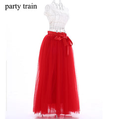 7 Layers Maxi Long Women Skirts Ladies Tulle Skirt Ankle-length Apparel Wedding Ball Gown Faldas Lotita Jupe Saia Longa