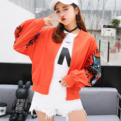 Drop Shiping 2018 Spring Autumn Bomber Jacket Women Men Tops embroidery Long Sleeve Basic Coat Casual Outerwear Bomber Jacket