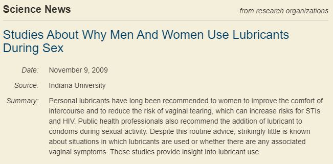Men, Women and Lubricants Sex Study