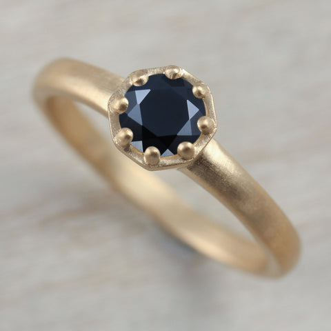 .50ct Solitaire Octagon Engagement Ring with Black Diamond Alternative Ethical Black Spinel  