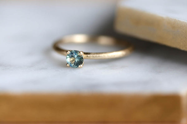 Green Montana Sapphire Solitaire Engagement Ring 
