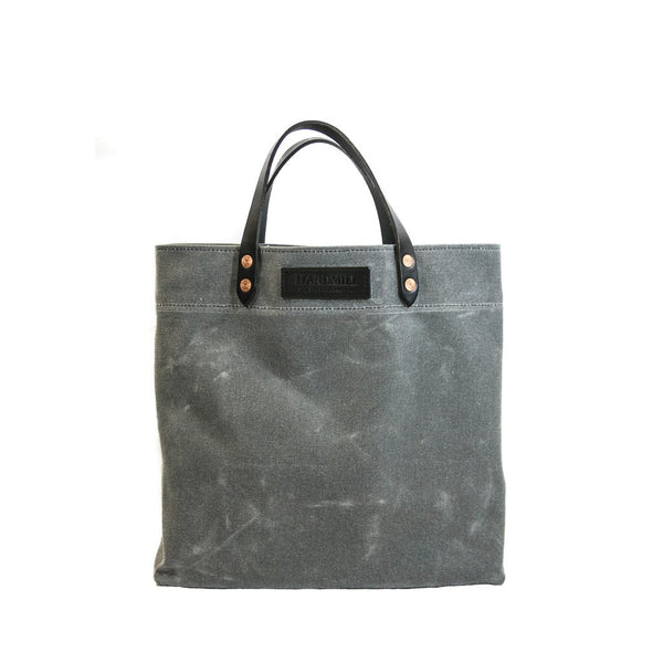 Hardmill's Grocery Tote in charcoal waxed cotton canvas, handmade in Seattle