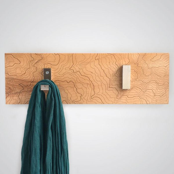 Design by SML's Topographic Coat Hanger in maple, medium size - handmade in Seattle