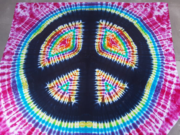 Rainbow Tie Dye Peace Sign 40x45 Inch Sarong Cashapp 