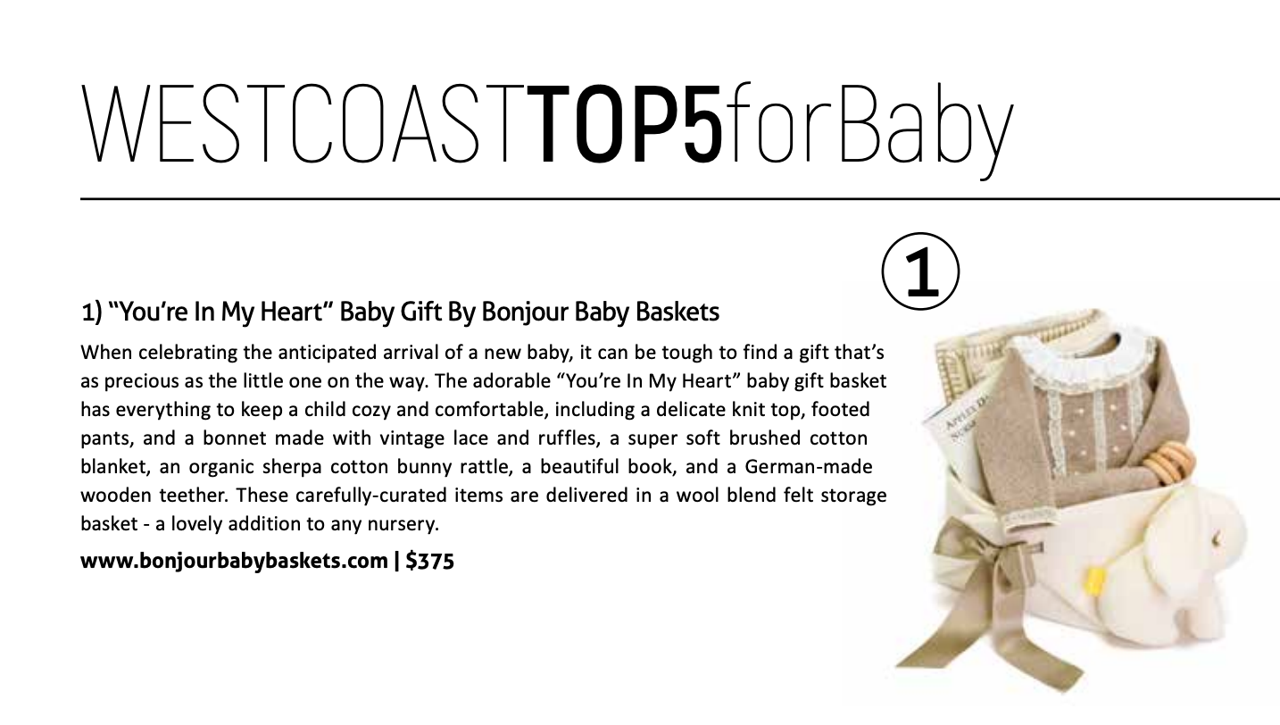 Bonjour Baby Baskets is in the top 5 Baby Gifts 