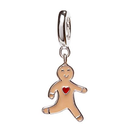 Sterling Silver Tingle Gingerbread Man clip on Charm with Gift Box and Bag SCH86