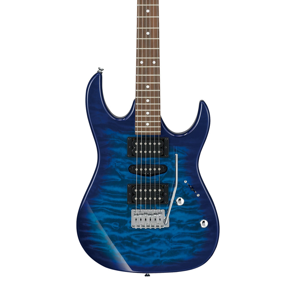 ibanez grx70qa electric guitar transparent blue burst