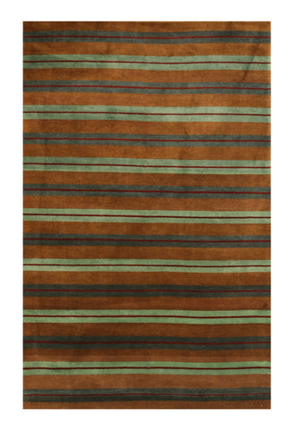 Hand-knotted Wool Brown Transitional Stripe Stripe Rug
