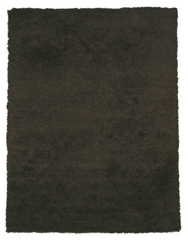 Handwoven Wool & Viscose Black Contemporary Solid Shaggy Rug