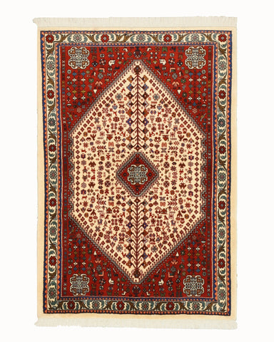 Hand-knotted Wool Ivory Traditional Oriental Abadeh Rug (3'5 x 5'1)