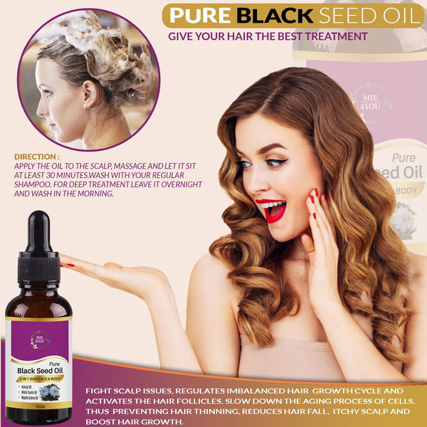 Strong Pure Organic Black Seed Oil Cold Pressed For Hair Body Skin Mie4you