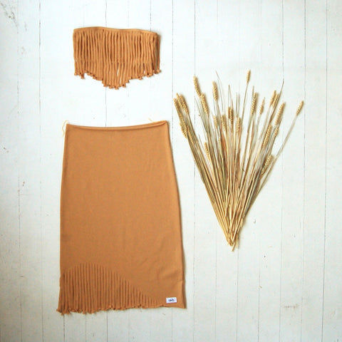 Fringed Bandeau and Wave Skirt in Fawn