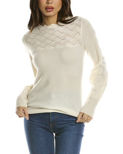 sofiacashmere Pointelle Cashmere Sweater – Shop Premium Outlets