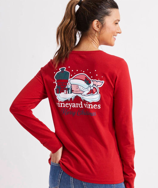 Vineyard Vines Mrs. Claus Ls Tee in Savvy Red | Shop Premium Outlets
