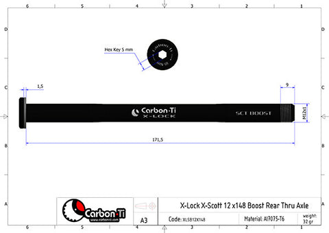Carbon Ti X-Lock X-Scott boost 148x12mm rear thru axle