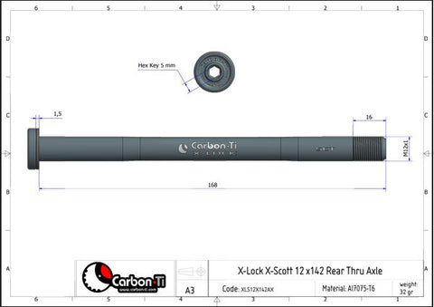 Carbon Ti X-Lock X-Scott 142x12mm rear thru axle