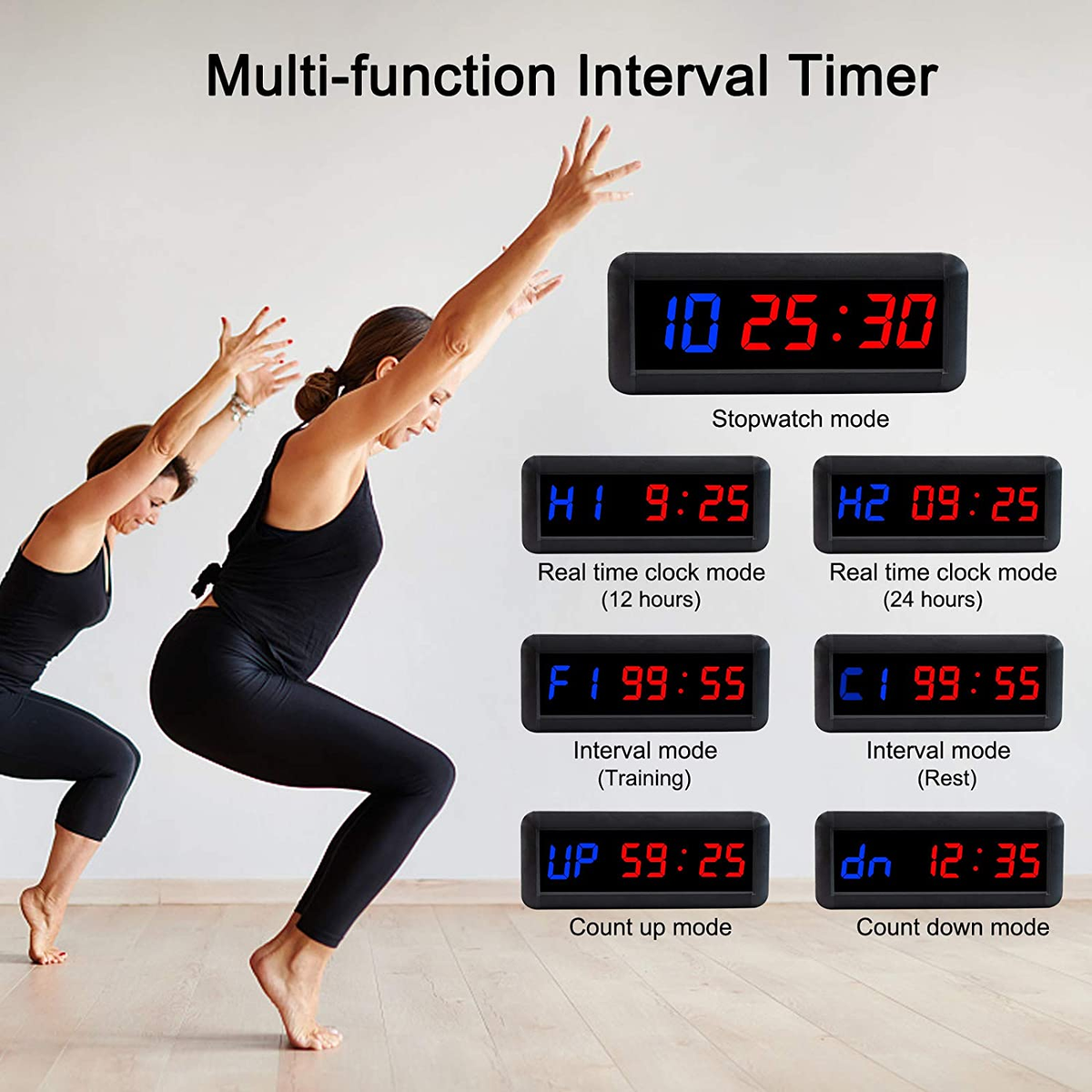 Programmable Interval Timer Training Clock Stopwatch Yoga Fitness Gym Tabata 