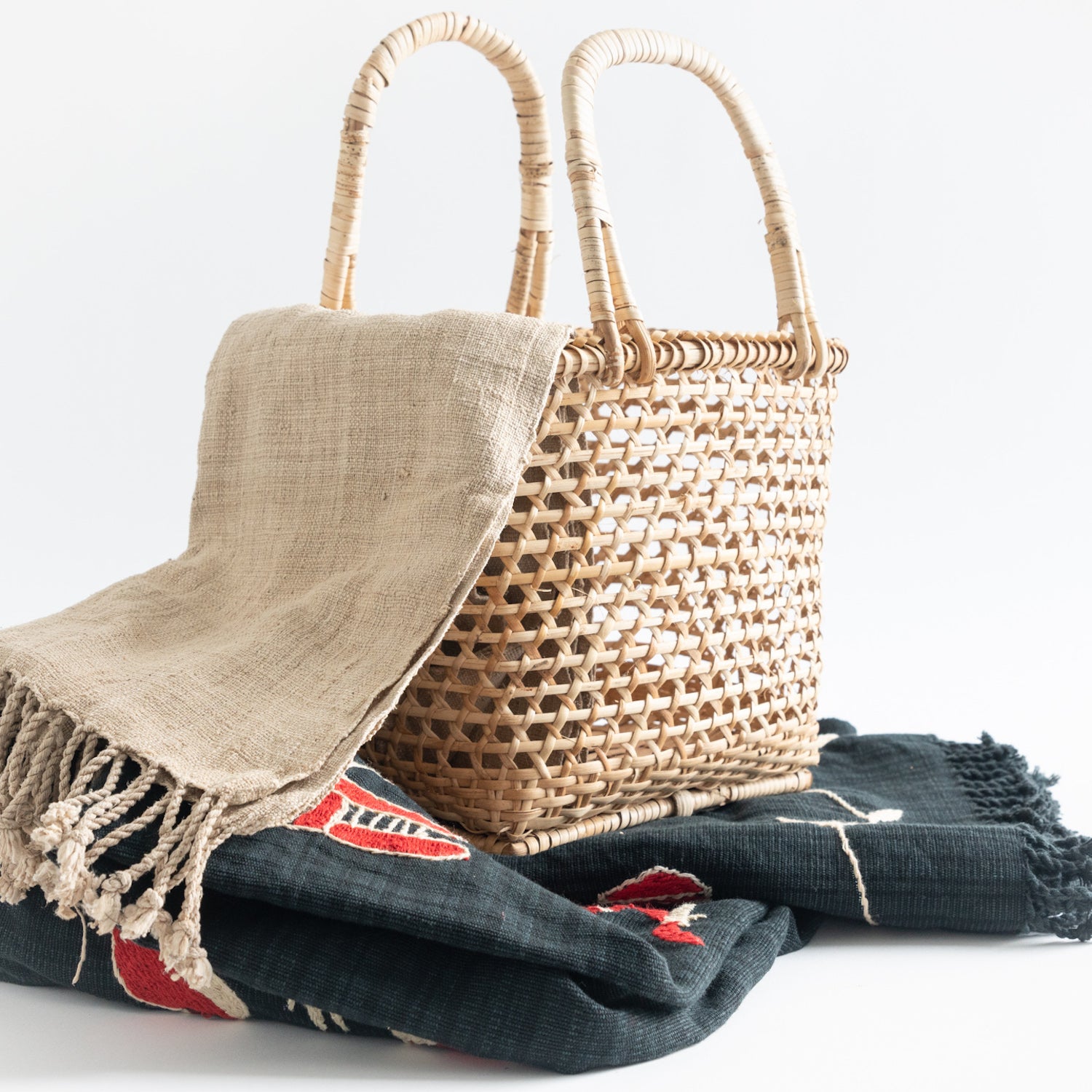 Loom Woven Textiles | Bamboo Basket | Artisan Made | YGN Collective