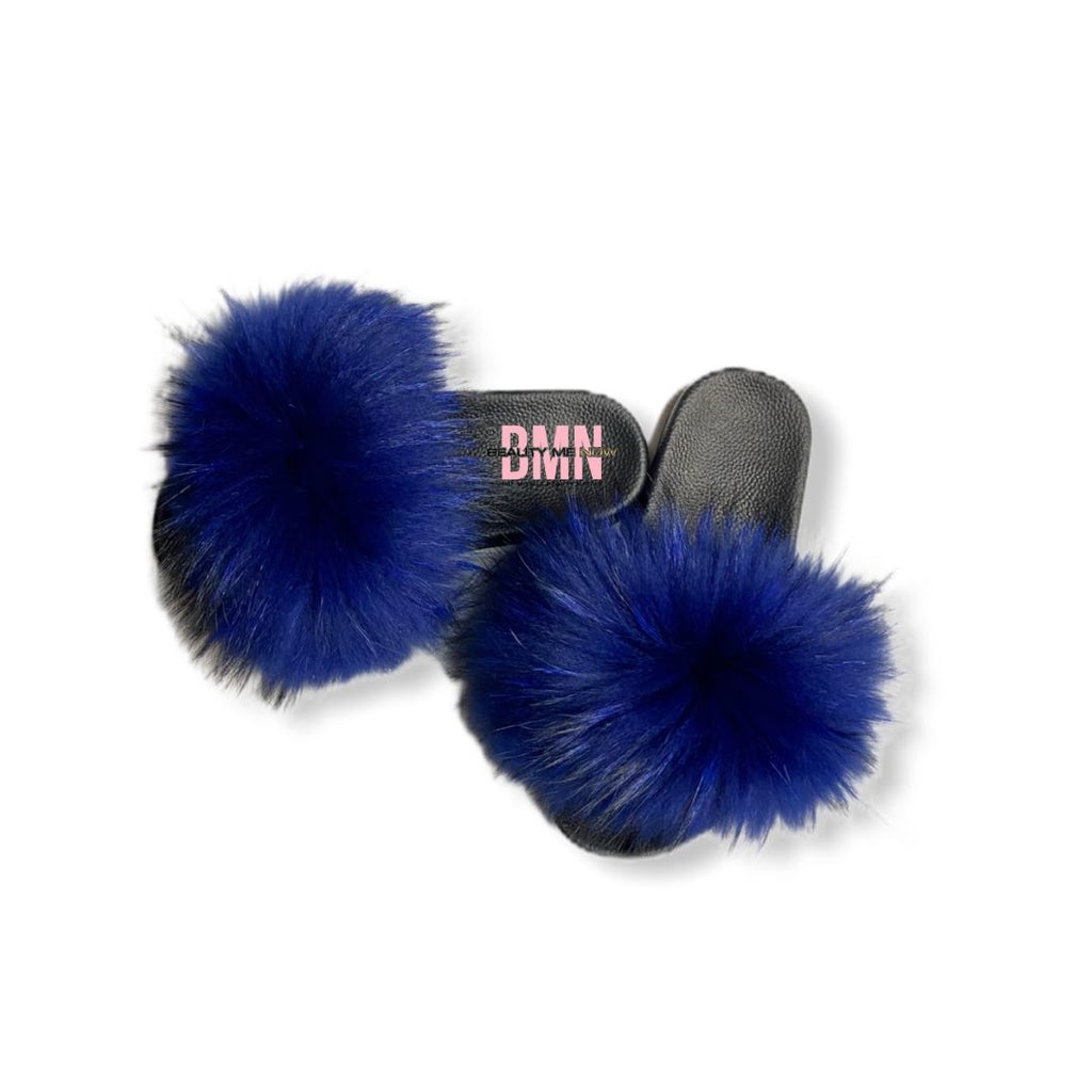 royal blue fur slides