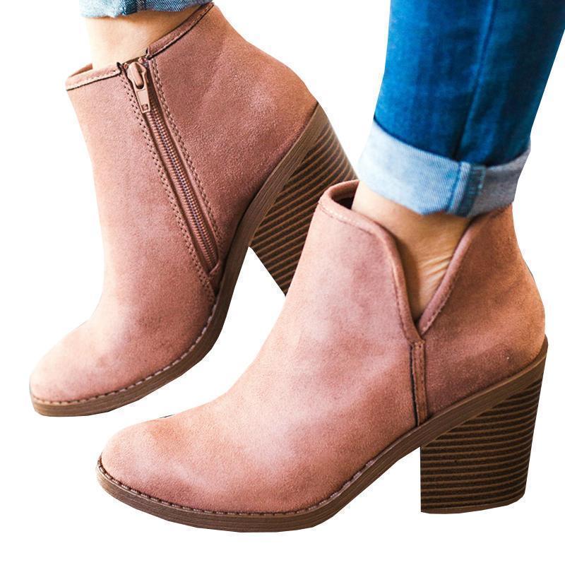 Yofootwear Suede Chunky Boots