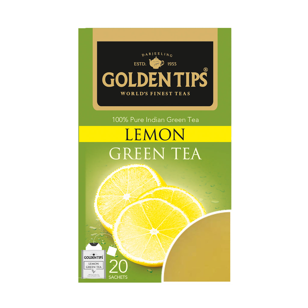 Lemon Green Envelope Tea - 20 Tea Bags (40gm) - Golden Tips Tea (India)