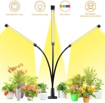 Pflanzenlampen mit LED Klemme als flexible Beleuchtung.