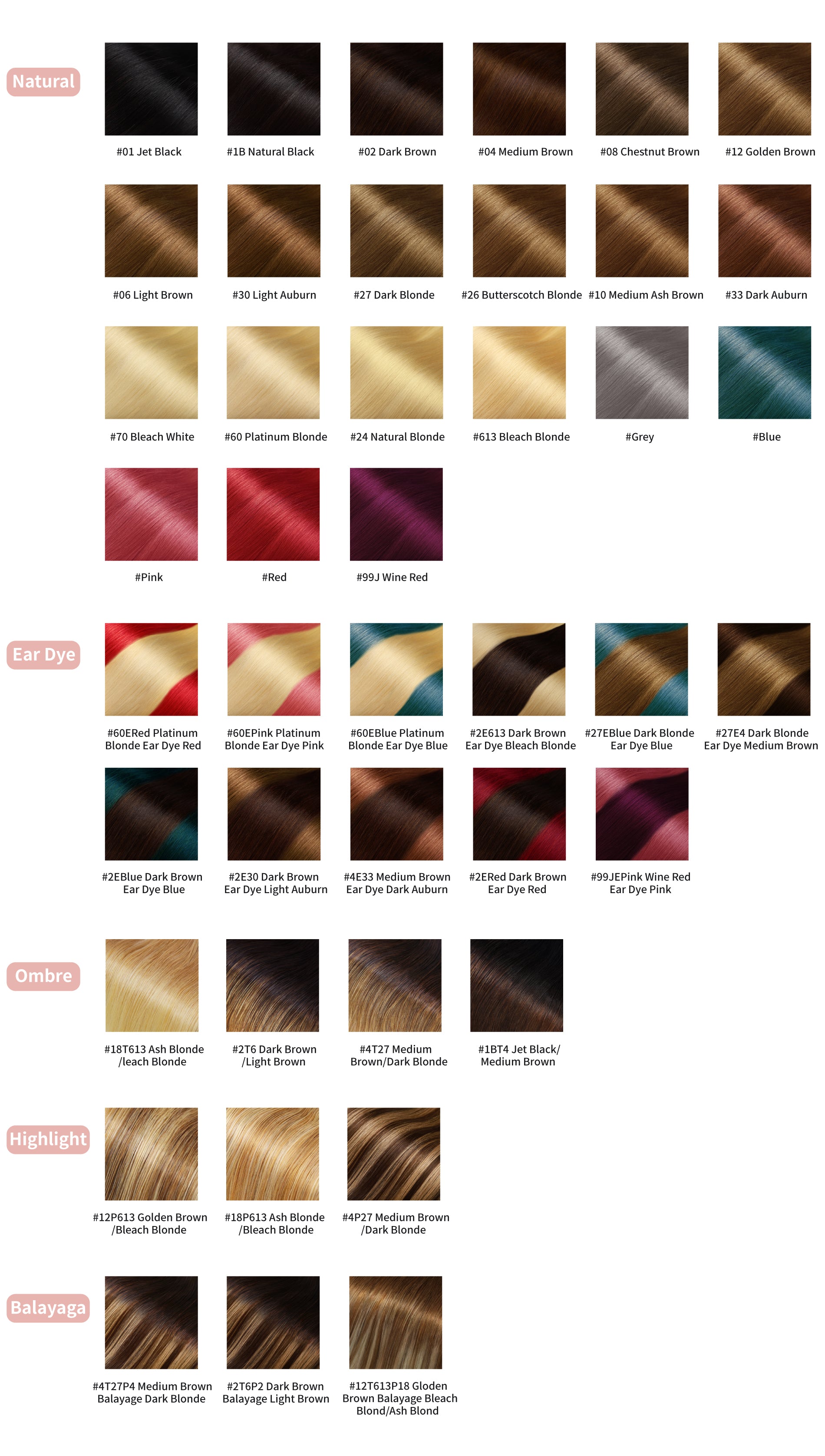 E-litchi Hair Color Chart – E-LITCHI Hair