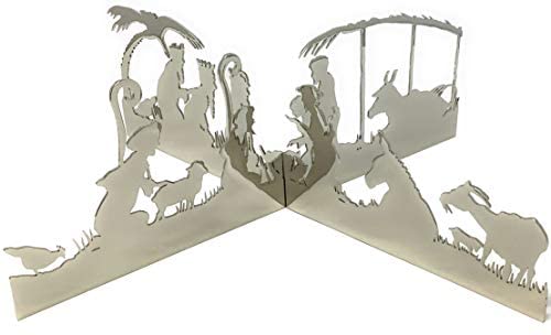 Brushed Steel Valerie Atkisson Modern Silhouette Centerpiece Nativity for Tabletop 