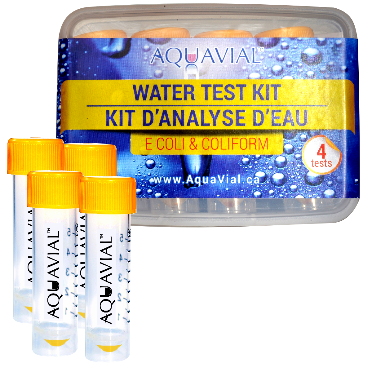 AquaVial E.Coli Coliform Water Test Detector Testing Screening Quality kit 4pk 