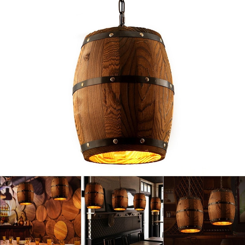 wooden barrel lights