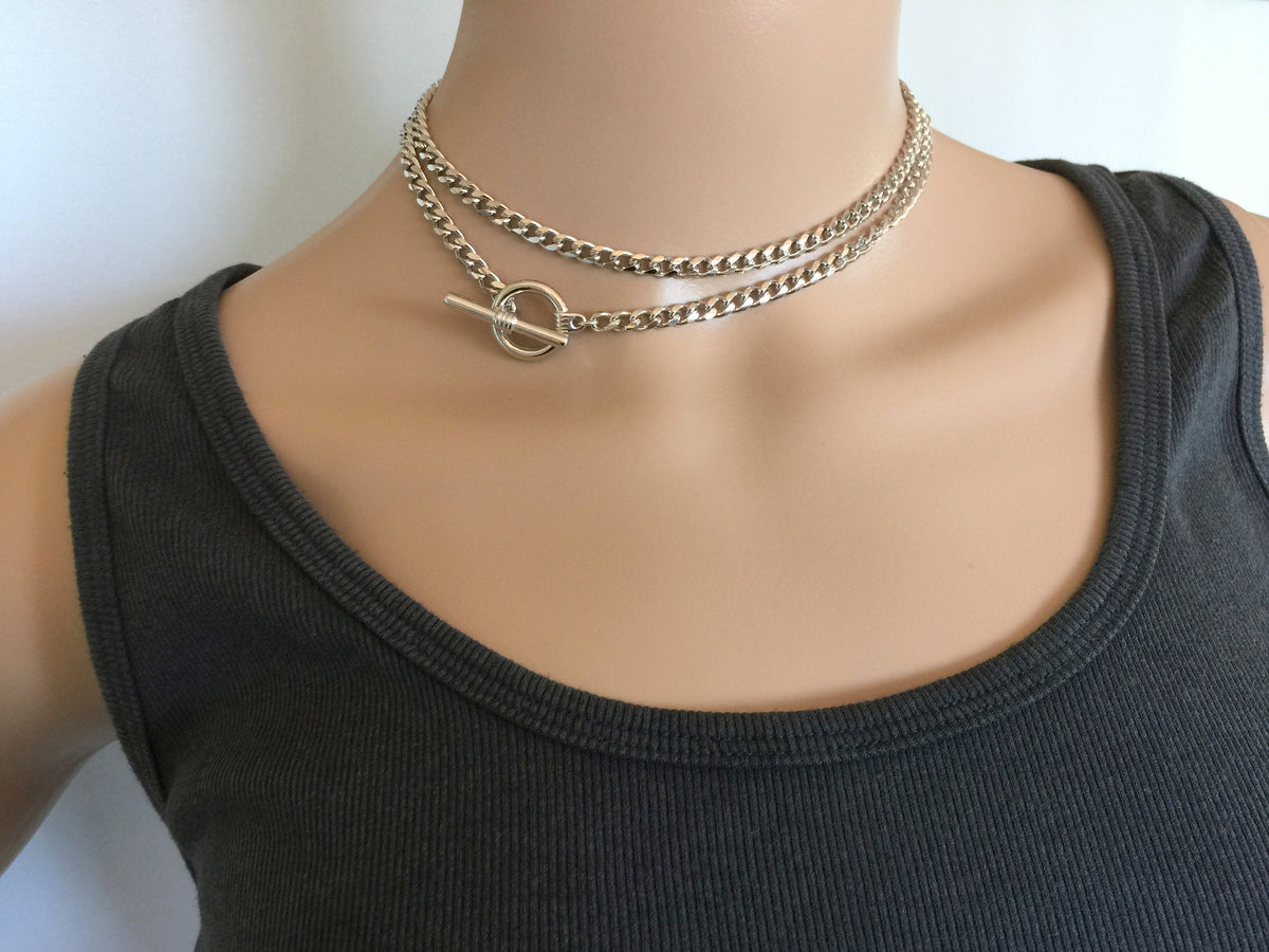 toggle clasp chunky necklace,Statement choker large oval link chain gold vintage necklace chunky choker gold statement choker choker