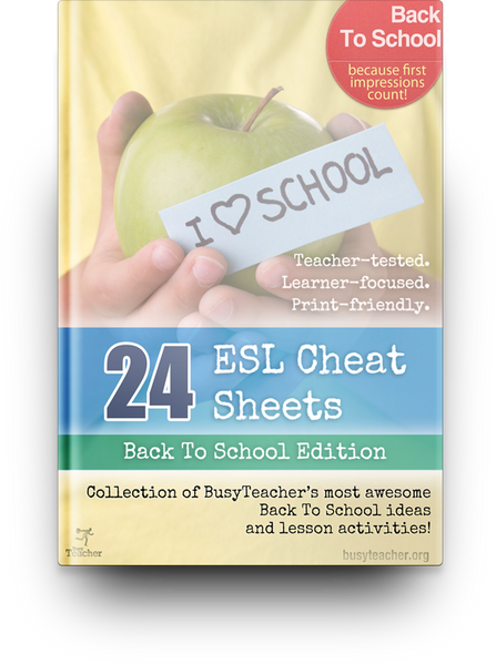 24 Esl Cheat Sheets Back To School Edition The Busy Teacher Store 