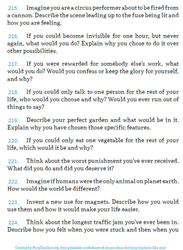 creative writing prompts for students
