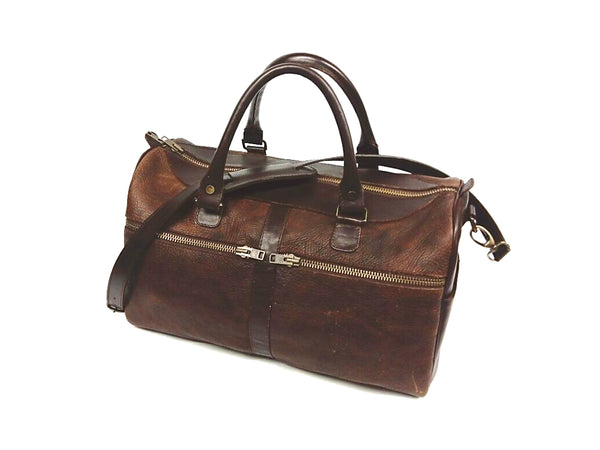 # 5515) Small Duffel in American Buffalo (Bison) & vegetable tanned American Bridle leather