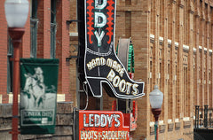 M. L. Leddy's Boots since 1922 located in the historic Fort Worth Stockyards