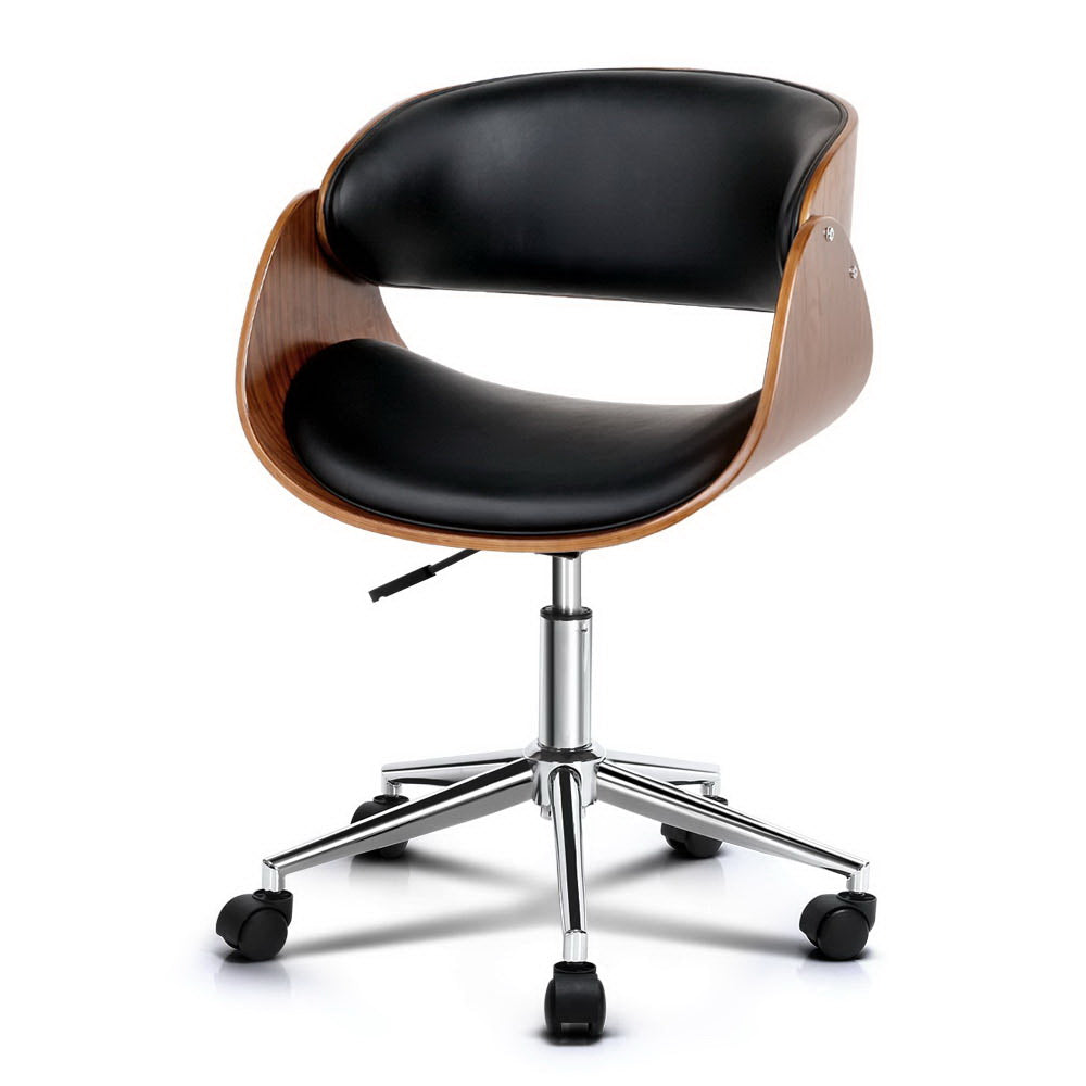 Artiss Wooden Pu Leather Retro Desk Chair Black Oz Home Direct