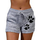 High Waist Lace Up Drawstring Paw Print Shorts
