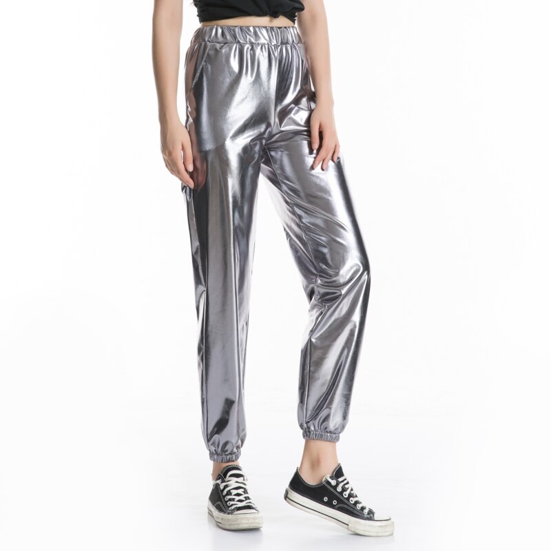 Casual Street Hip-Hop Metallic Pants Shiny Hologram Laser Loose Pants –  jetechband