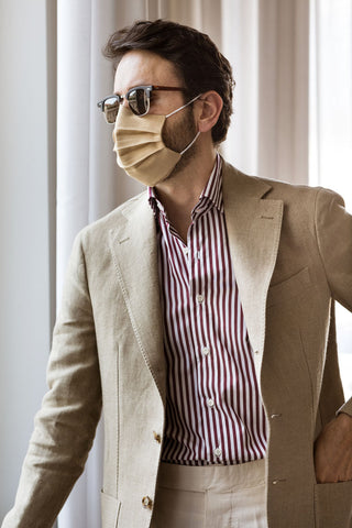 Fabio Attanasio wearing The Fleece Milano Irish Linen Sartorial Face Mask